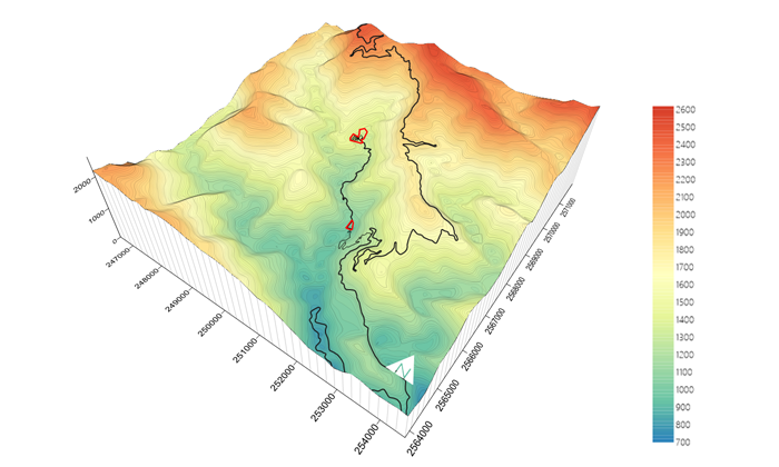雲母礦場數值地形模型